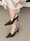 KYLETHOMASW  -  Elegant Butterfly-knot Thin Heels Women Pumps Slingbacks Shoes Fashion Buckle Strap Banquet Zapatos De Mujer