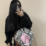 KYLETHOMASW  -  Cute Cat Fashion Large Capacity Backpack Kawaii Graffiti Student Schoolbag Travel Backpack Commuter Storage Bag Back To School