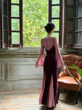 KYLETHOMASW  -  French Design Sense Niche High Sense Temperament Socialite Autumn and Winter Lace Splicing Velvet Temperament Dress Fairy Skirt