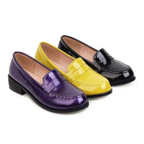 KIylethomasw Spring Autumn New Women Low Heels Loafers Slip On Patent Leather Casual Daily Work Shoes Purple Black Yellow Plus Size 41 42 43