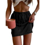 KYLETHOMASW  -  Women Satin Mini Lace Summer Skirt Trendy Casual Summer Going Out Short Y2k Skirts