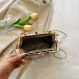 Kylethomasw Japanese Style Women's Bag Kimono Bag Fashion Metal Frame Shoulder Bag Exquisite Handbag for Girl Fancy Crossbody Bags for Women