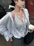 KYLETHOMASW  -   Elegant Lace Shirts Women New Fashion Slim 2024 Daily High Street Full Sleeve Sexy All Match Autumn Daily Casual