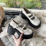 KYLETHOMASW  -  Black Super High Heels Mary Jane Shoes Women Goth Chunky Platform Pumps Woman Plus Size Ankle Buckle Party Lolita Shoes