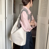 Kylethomasw Korean Simple All Match High-capacity Casual Tote Bag  New Fashion Office Lady Commuter Vintage Soft Leather Shoulder Bag