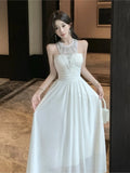 KYLETHOMASW  -  French Elegant High-end Long Evening Gown New Women Backless Diamond-Encrusted Pleated Party Dress Sexy Luxury Fashion Clothing