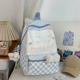 KYLETHOMASW  -  All Match High-capacity Backpack Women Students Travel Schoolbag Sweet Y2k Aesthetic Letter Print Dots Plaid Patchwork Backpacks