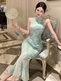 KYLETHOMASW  -  Sexy Dresses Women Temperament Elegant Floral Printed Stand Collar Slim Stretch Summer Fashion Elegant Dress Female Party