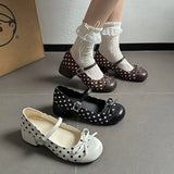 KYLETHOMASW  -  Cute Polka Dot Thick Heel Women Mary Jane Shoes Designer Buckle Strap Pumps Ladies Eelgant Butterfly-knot Dress Single Shoes