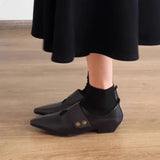 KYLETHOMASW  -  Designer Low Heel Loafers Women Retro Pointed Toe Fashion British Style Small Leather Shoes Elegant Brand Mary Jane Shoes Women