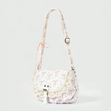 KYLETHOMASW  -  Korean Sweet Cute Bow Lace Shoulder Bag Women Color Block Print Large Capacity Crossbody Bag Ladies Harajuku Versatile Handbag
