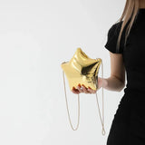 Kylethomasw Trendy Gold Silver Star Small Shoulder Bag Acrylic Shiny Mini Pentagonal Star Bag Chain Mouth Red Shoulder Bag