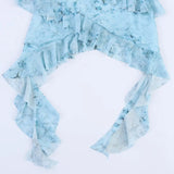 KYLETHOMASW  -  Ruffles Summer Mesh Camis Tops Boho Floral Printed Tank Top vintage Sleeveless Sexy V Neck Knitted Camis Strap women's Blouse