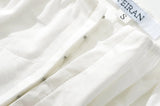 KYLETHOMASW  -  Sexy White U Collar Metal Hook Buttons Short Puff Sleeve Shirt Women Tie Bow Shoulder Center Slim Crop Tops Black