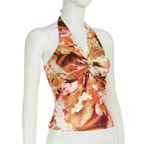 KYLETHOMASW  -  French vacation style twisted neck tie flower sexy backless suspender, spicy girl cinched waist slimming casual vest
