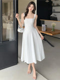 KYLETHOMASW  -  Y2K Summer Elegant Women Solid Midi Dress Vintage Sleeveless  A-Line Birthday Evening Party Dress Princess Slip Vestidos