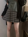KYLETHOMASW  -   Autumn Mini Skirts Women Vintage Plaid Woolen Chic Slim New A-Line High Waist Loose All Match Fashion Preppy Style