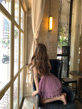KYLETHOMASW  -  Design Sense Purple Floral Halter Dress Female Summer Dress Temperament High-end Sweet and Spicy Sexi Night Dress Hot 2024 New