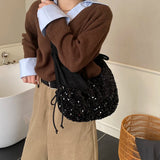 KYLETHOMASW  -  Women's Silver Sequin Crossbody Bag Drawstring Design Shiny Party Evening Casual Shoulder Bag Fashion Sparkly Handbag