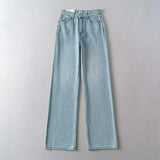 KYLETHOMASW  -  New Ladies' Patchwork Design Flared Pants Casual Denim Pants Retro Style Spice Girls Trousers High Waist Solid Color Jeans