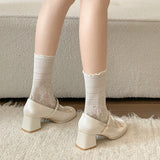 KYLETHOMASW  -  Butterfly-knot Women Mary Jane Shoes Fashion Thick Heel Buckle Strap Dress Shoes Ladies Comfort Spring Autumn Concise Footwear