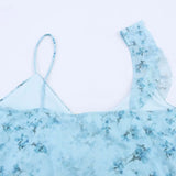 KYLETHOMASW  -  Ruffles Summer Mesh Camis Tops Boho Floral Printed Tank Top vintage Sleeveless Sexy V Neck Knitted Camis Strap women's Blouse