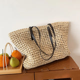 Kylethomasw -  Summer Straw Bag Women Large Capacity Handle Bag Handmade Woven Handbag Bohemia Vacation Rattan Beach Bag Shopping bag tote bag