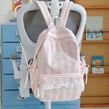 KYLETHOMASW  -  School Student Mochila Dot Bow Stripe Bag Commuter Mochilas Mujer High Capaci Backpacks Lace Backpack Sweet Bolsas Feminina