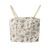 KYLETHOMASW  -  Hot Girl French Retro Gentle Style Embroidery Small Floral Camisole Women Summer High Waist Slim Short Sling Tops with Chest Pad