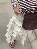 KYLETHOMASW  -  Ruffled Midi Skirt Womens Vintage Flounce Skirt Woman New Fashion Elegant Solid Long Skirts autumn Evening Party Skirts