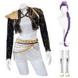 KYLETHOMASW  -  Rumi Cosplay Costume Wig Shoes Black Coat Singing Suit Song-Promotion Costume Women Halloween Party Role Playing Outfit
