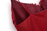 KYLETHOMASW  -  Sexy Women Ruffle V Neck Red Sling Long Dress Fashion Backless Sleeveless Elegant A-line Party Maxi Vestidos Summer