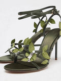 KYLETHOMASW  -  Summer New Style Fashion-able Flower Decorated High Heels Women's Thin Heel Open Toe Sandals
