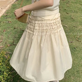 KYLETHOMASW  -  Japanese Preppy Style Women Skirts Solid Ruffles Sweet Long Skirt Fashion Spring Summer A-line Faldas Mujer