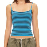 KYLETHOMASW  -  Y2k Aesthetic Casual Knitted Stripe Tank Top Women Streetwear Slim Fit Cropped Tanks Harajuku Grunge Vintage Backless Camisole