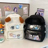 Kylethomasw Fresh and Cute Little Dog Backpack, Transparent Pain Bag, Computer Bag, Regular School Bag, and Large Capacity Backpack