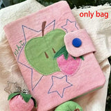 KYLETHOMASW  -  Women Fabric Short Wallet Cute Apple Strawberry Embroidery Passport Clutch Multi Card Slots Zipper Coin Purse Snap Button Purse
