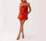 KYLETHOMASW  -  new model, fashion style, sweet temperament, printed scarf, mini dress