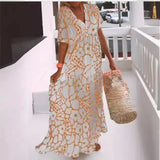 KYLETHOMASW  -  Women's Printed ort Collar Long Skirt Dr Loose Waist Regular Sve A-Line Gown Ciwalk Sle Casual Faion Dr