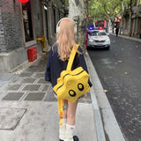 KIylethomasw Sweet Cool Star Y2k Backpack Women Harajuku Pu Leather Chic Backpacks Schoolbag Female Vintage Yellow Mochila Aesthetic