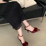 KYLETHOMASW  -  Sweet Velvet Leather Ankle Strap Buckle Women's Sandals 2025 Summer Heels Diagonal Heels Sandals Shoes for Women