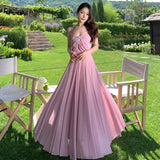 KYLETHOMASW  -  Autumn French Luxury Fashion Elegant Evening Gown Women Backless Tulle Pure White Thin Strap Long Dress Formal Occasion Clothing