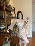 KYLETHOMASW  -  2025 Cinnamon Colored Custom High Gloss Yarn Super High-end Temperament Heavy-duty Handmade Floral Dress