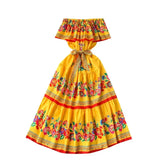 KYLETHOMASW  -  French Court Style Dresses Floral One Shoulder Casual Dress Women Summer Straps Waistband Beautiful Long Clothes