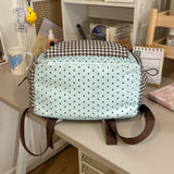 KYLETHOMASW  -  Cute Patchwork Student Book Backpack Ladies Lace Bow Decor Multi Pocket Daily Travel Shoulder Bag Women Fashion Back Packs