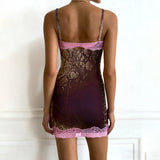 KYLETHOMASW  -  Lace Contrasting Patchwork Camisole Dress, Pure and Sexy V-neck Exposed Backpack Hip Skirt