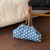 KYLETHOMASW  -  Women Polka Dot Soft Fabric Cloud Shoulder Bag Chain Crossbody Bags New Trend Casual Daily Fashion Handbags and Purses