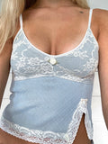KYLETHOMASW  -  Fashion Sweet Slim Fit Lace Spliced Women New Camisole Tops Chic Causal Hottie Backless Blouses