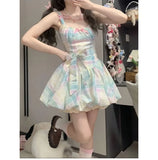 KYLETHOMASW  -  Rainbow Dresses Women Sweet Sleeveless Bow Slash Neck Sweet Elegant Summer Fashion Bud Mini Dress Female Casual Party