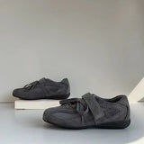 KYLETHOMASW  -  Spring Autumn Women's Vulcanize Shoes Flat Sole Lace-up Hook & Loop Sneakers Women Leisure Retro Ballet Zapatillas De Mujer
